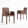 Silla de comedor con brazo de cuero